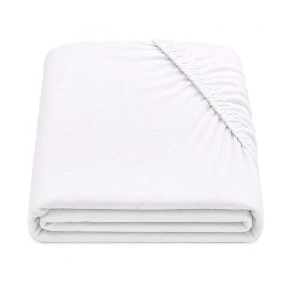 Dudu N Girlie Cotton Cot Bed Fitted Sheet, Toddler Bedding, White, 1 Pack | 140x70cm Fit, Fully Elasticated, Fits up to 15cm Deep, Breathable