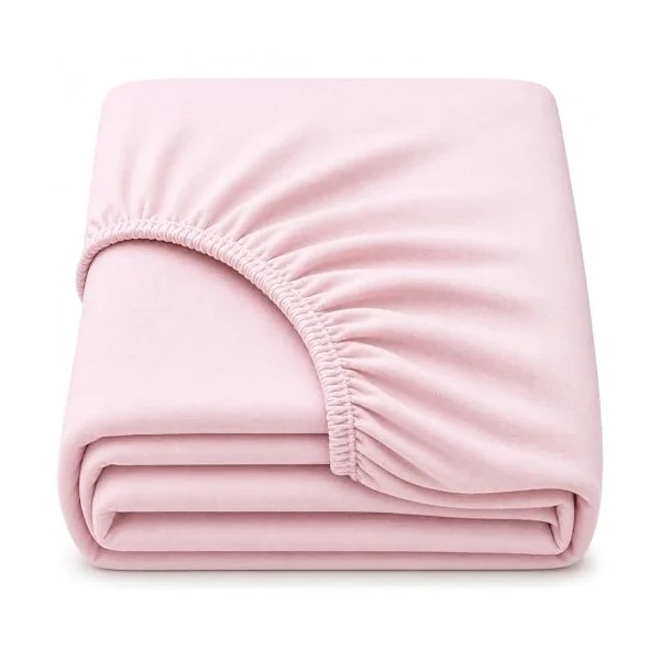 Dudu N Girlie Cotton Jersey Cot Bed Fitted Sheet, Pink, 140x70cm, 1 Pack | Fully Elasticated, Fits up to 15cm Deep Mattress, Breathable Fabric, Machine Washable