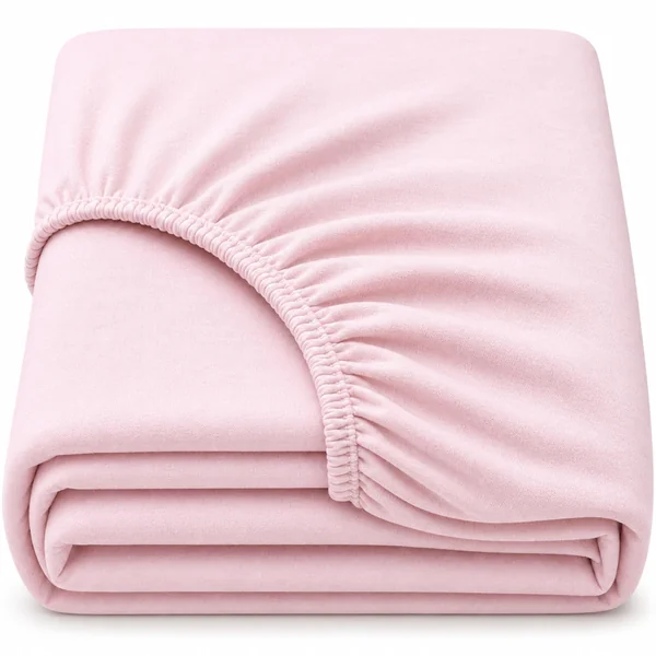 Dudu N Girlie Cotton Jersey Cot Bed Fitted Sheet, Pink, 140x70cm, 1 Pack | Fully Elasticated, Fits up to 15cm Deep Mattress, Breathable Fabric, Machine Washable