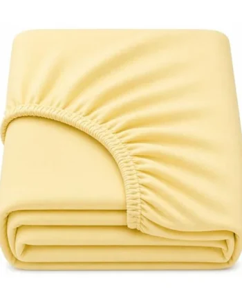 Dudu N Girlie Cotton Jersey Cot Bed Fitted Sheet, Yellow, 140x70cm, 1 Pack | Fully Elasticated, Fits up to 15cm Deep, Breathable Fabric, Easy Care