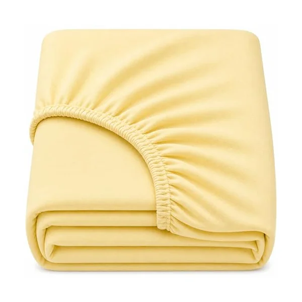 Dudu N Girlie Cotton Jersey Cot Bed Fitted Sheet, Yellow, 140x70cm, 1 Pack | Fully Elasticated, Fits up to 15cm Deep, Breathable Fabric, Easy Care