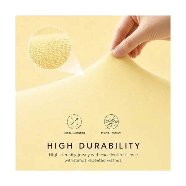 Dudu N Girlie Cotton Jersey Cot Bed Fitted Sheet, Yellow, 140x70cm, 1 Pack | Fully Elasticated, Fits up to 15cm Deep, Breathable Fabric, Easy Care