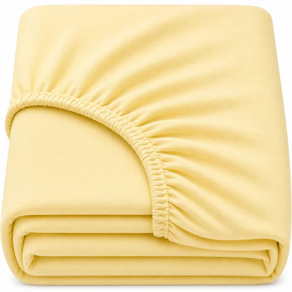Dudu N Girlie Cotton Jersey Cot Bed Fitted Sheet, Yellow, 140x70cm, 1 Pack | Fully Elasticated, Fits up to 15cm Deep, Breathable Fabric, Easy Care