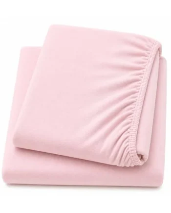 Dudu N Girlie Cotton Jersey Cot Bed Fitted Sheets, Pink, 140x70cm, 2 Pack | Fully Elasticated, Fits up to 15cm Deep, Breathable Fabric, Toddler Use