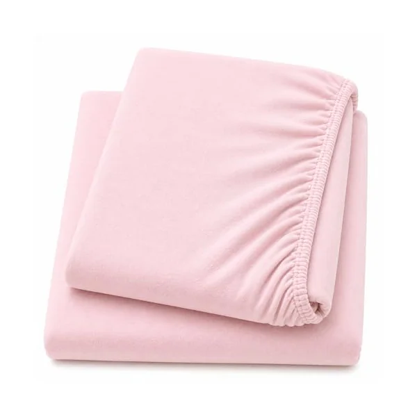 Dudu N Girlie Cotton Jersey Cot Bed Fitted Sheets, Pink, 140x70cm, 2 Pack | Fully Elasticated, Fits up to 15cm Deep, Breathable Fabric, Toddler Use