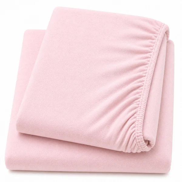 Dudu N Girlie Cotton Jersey Cot Bed Fitted Sheets, Pink, 140x70cm, 2 Pack | Fully Elasticated, Fits up to 15cm Deep, Breathable Fabric, Toddler Use