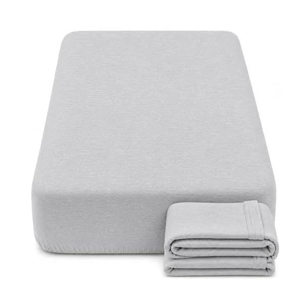 Dudu N Girlie Deep Fitted Cot Bed Sheets Cotton, Grey, 140x70cm, 2 Pack | Fully Elasticated, Fits up to 15cm Deep, Breathable Fabric, Toddler Use