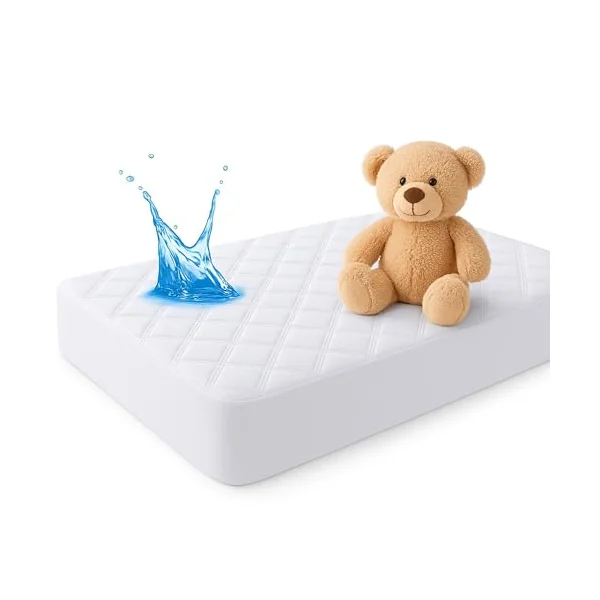 Dudu N Girlie Quilted Waterproof Cot Mattress Protector 120x60 cm - Quilted Fabric Hypoallergenic and Noiseless Fitted Sheet Cover - 100% Waterproof Mattress Protector Cot Mattress Topper.