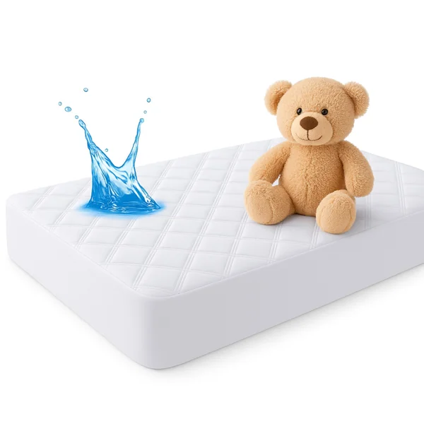 Dudu N Girlie Quilted Waterproof Cot Mattress Protector 120x60 cm - Quilted Fabric Hypoallergenic and Noiseless Fitted Sheet Cover - 100% Waterproof Mattress Protector Cot Mattress Topper.