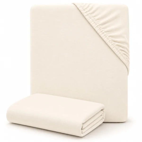 Dudu N Girlie Space Saver Cot Sheets, Jersey Cotton,100x50cm, Cream, 2 Pack | Fits Mini Cot Beds, Fully Elasticated, Breathable Fabric, Machine Washable