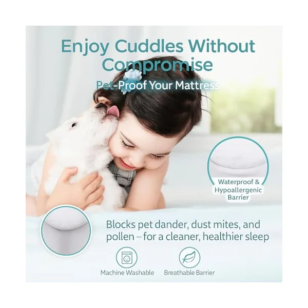 Dudu N Girlie Waterproof Mattress Protector for Chicco Next to Me Crib | Fitted Bedside Crib Mattress Cover | Fits Next2Me 51x85 cm, White.