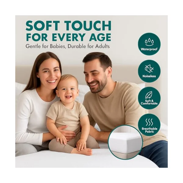 Dudu N Girlie Waterproof Mattress Protector for Chicco Next to Me Crib | Fitted Bedside Crib Mattress Cover | Fits Next2Me 51x85 cm, White.