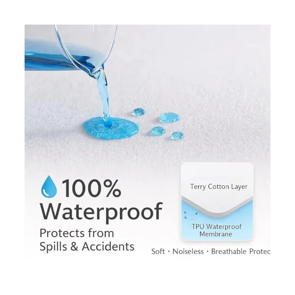 Dudu N Girlie Waterproof Mattress Protector - Smooth Terry Bedside Crib Mattress Cover(85x51cm) - Fits for Chicco Next to Me Mattress Protector Topper Cover Fitted.