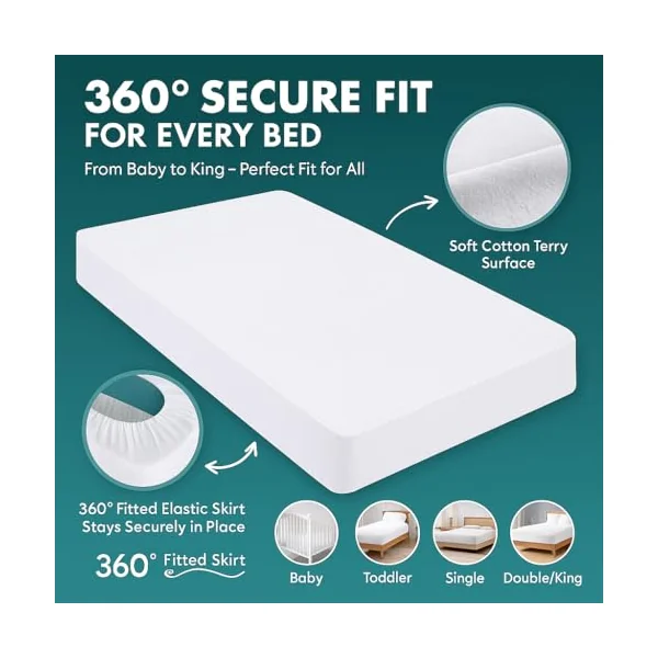 Dudu N Girlie Waterproof Mattress Protector - Smooth Terry Bedside Crib Mattress Cover(85x51cm) - Fits for Chicco Next to Me Mattress Protector Topper Cover Fitted.