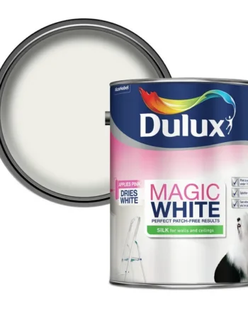 Dulux Magic Pure brilliant white Silk Wall & ceiling Emulsion paint, 5L