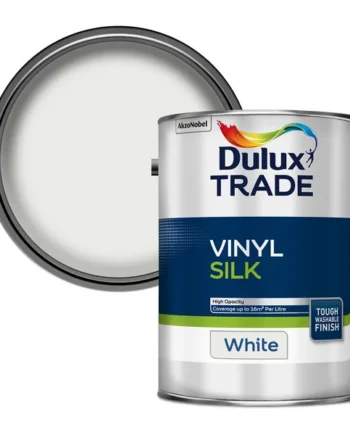 Dulux Trade White Silk Wall & ceiling Emulsion paint, 5L