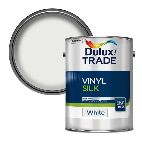 Dulux Trade White Silk Wall & ceiling Emulsion paint, 5L
