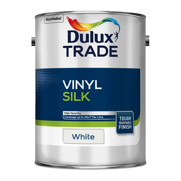 Dulux Trade White Silk Wall & ceiling Emulsion paint, 5L