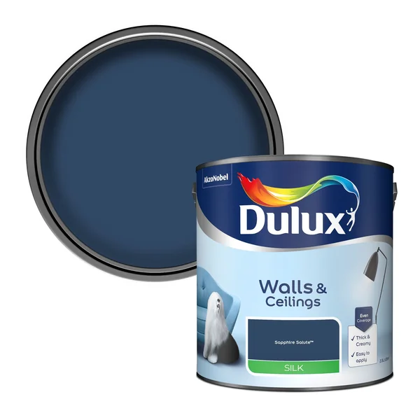 Dulux Walls & Ceilings Sapphire salute Silk Emulsion paint, 2.5L