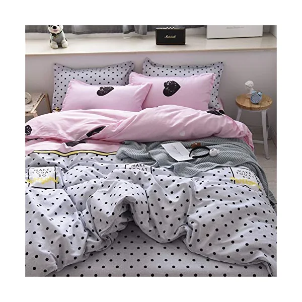 Duvet Cover Set, 3pcs Simple Style Easy Care 100% Microfiber Bedding Quilt Comforter Duvet Cover Set with Pillow Cases Anti-Allergic (King-220x230cm,Love)