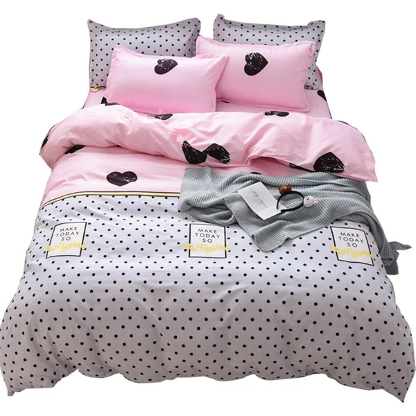 Duvet Cover Set, 3pcs Simple Style Easy Care 100% Microfiber Bedding Quilt Comforter Duvet Cover Set with Pillow Cases Anti-Allergic (King-220x230cm,Love)