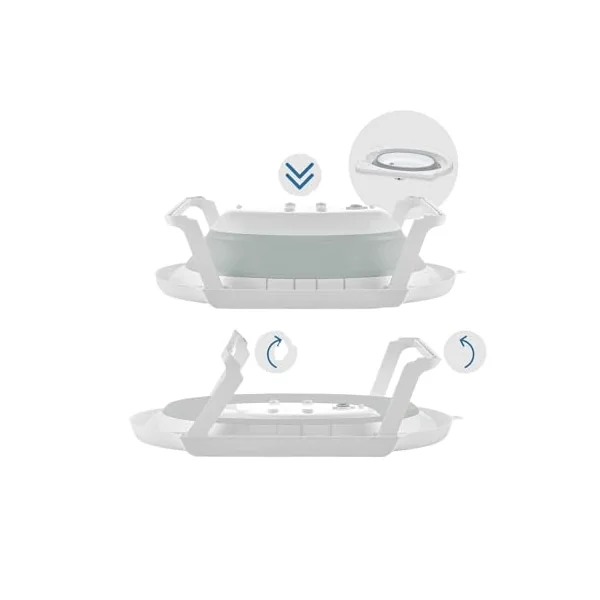 ebebek baby plus Foldable Bathtub Set 3 Pcs | Baby Bath Set Foldable Bathtub with Buckets | Non-Slip Support Leg, Collapsible Tub for Toddler Baby Kids Bathing Set