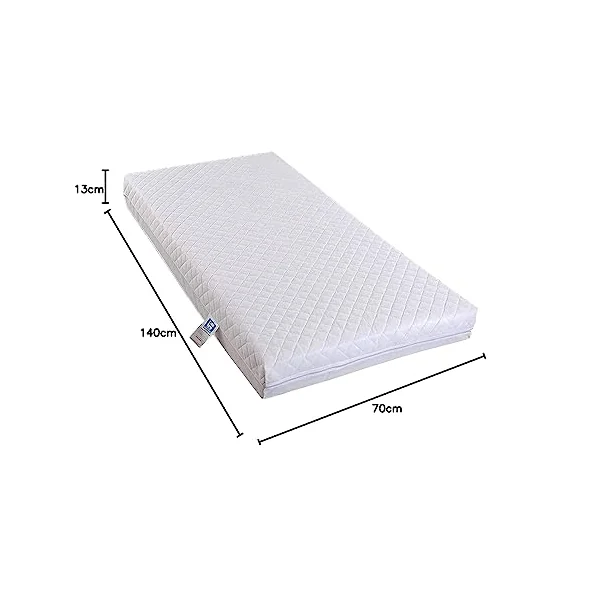 Eco Breathable Toddler and Baby Quilted Extra Thick Depth Cot Bed Mattress Fully Breathable Nursery Foam Cot Mattress (132 x 71 x 13 cm)