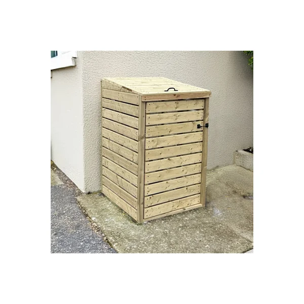 eDecks Deluxe Slatted Outdoor Garden Yard Wooden Timber Single Wheelie Bin Store Storage for 1 Bin 1350mm x 800mm x 945mm