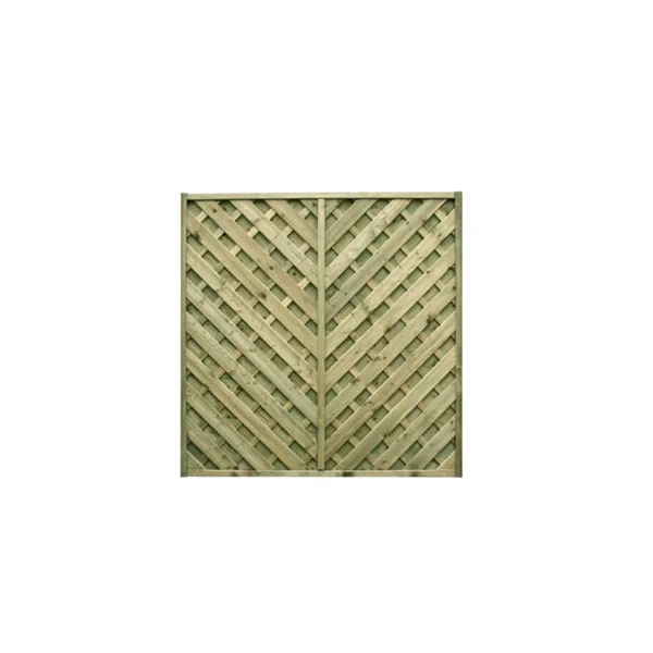 eDecks Elite St Cyprien Fence Panels 1.8m x 1.8m Planed Pale Green Timber Pressure Treated Chevron Garden Fencing - Pack of 8