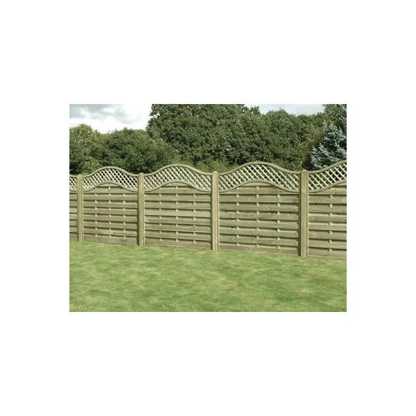 eDecks Elite St Meloir Fence Panels 1.8m x 1.5m Planed Pale Green Timber Pressure Treated Decorative Garden Fencing - Pack of 8