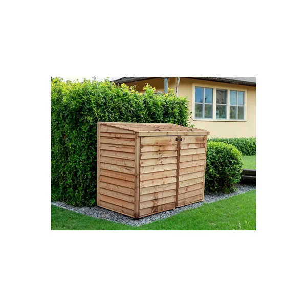 eDecks Outdoor Garden Yard Wooden Timber Double Wheelie Bin Store Storage for 2 Bins 1350mm x 1645mm x 945mm