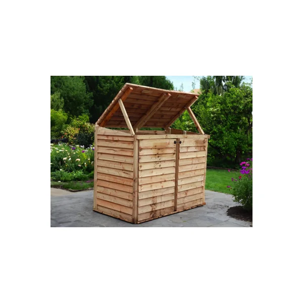 eDecks Outdoor Garden Yard Wooden Timber Double Wheelie Bin Store Storage for 2 Bins 1350mm x 1645mm x 945mm