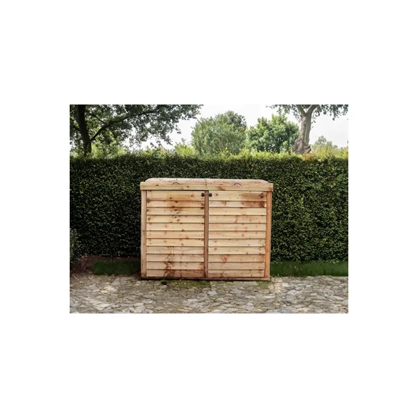 eDecks Outdoor Garden Yard Wooden Timber Double Wheelie Bin Store Storage for 2 Bins 1350mm x 1645mm x 945mm