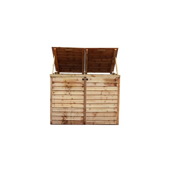 eDecks Outdoor Garden Yard Wooden Timber Double Wheelie Bin Store Storage for 2 Bins 1350mm x 1645mm x 945mm