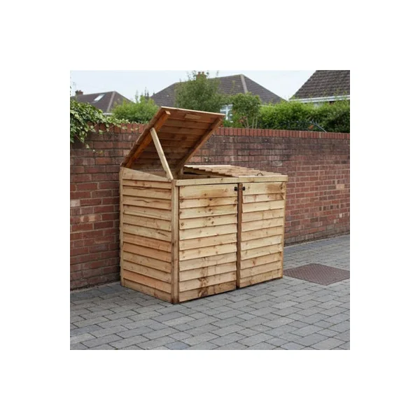 eDecks Outdoor Garden Yard Wooden Timber Double Wheelie Bin Store Storage for 2 Bins 1350mm x 1645mm x 945mm