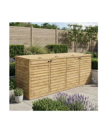 eDecks Outdoor Garden Yard Wooden Timber Quad Wheelie Bin Store Storage for 4 Bins 1350mm x 3290mm x 945mm