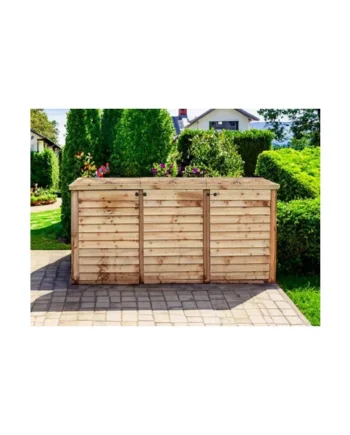 eDecks Outdoor Garden Yard Wooden Timber Triple Wheelie Bin Store Storage for 3 Bins 1350mm x 2445mm x 945mm