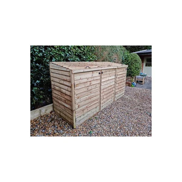 eDecks Outdoor Garden Yard Wooden Timber Triple Wheelie Bin Store Storage for 3 Bins 1350mm x 2445mm x 945mm