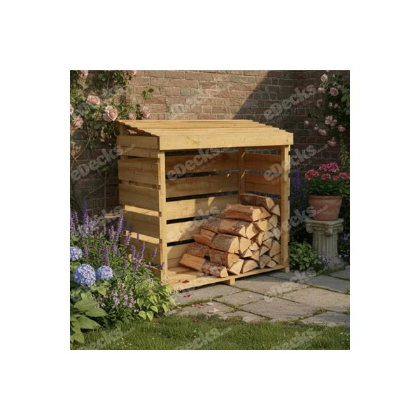 eDecks Outdoor Wooden Garden Firewood Log Store Storage Slatted Pressure Treated Timber 1200mm x 600mm