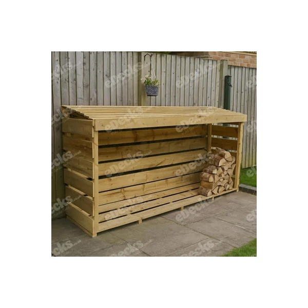 eDecks Outdoor Wooden Garden Firewood Log Store Storage Slatted Pressure Treated Timber 2400mm x 600mm
