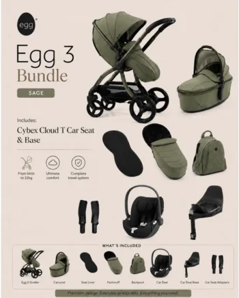 Egg 3 Bundle Sage with Cybex Cloud T Car Seat & Base
