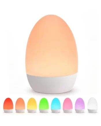 Egg Light Baby Night Light - 2600mAh Rechargeable Bedside Lamp with 3 Color Temperatures + 12 RGB Colors, Touch Dimmable, Battery Lamp for Newborn, Night Feeds, Toddler, Kids, Perfect Baby Essentials