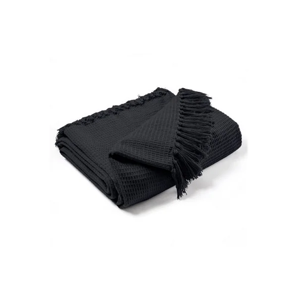 EHC Waffle Cotton Woven Super Giant Sofa Throw, Up to 4 Seater Sofa/ Super King Size Bed 250 x 380 cm, Dark Grey