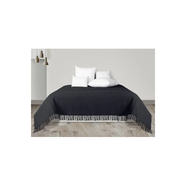 EHC Waffle Cotton Woven Super Giant Sofa Throw, Up to 4 Seater Sofa/ Super King Size Bed 250 x 380 cm, Dark Grey