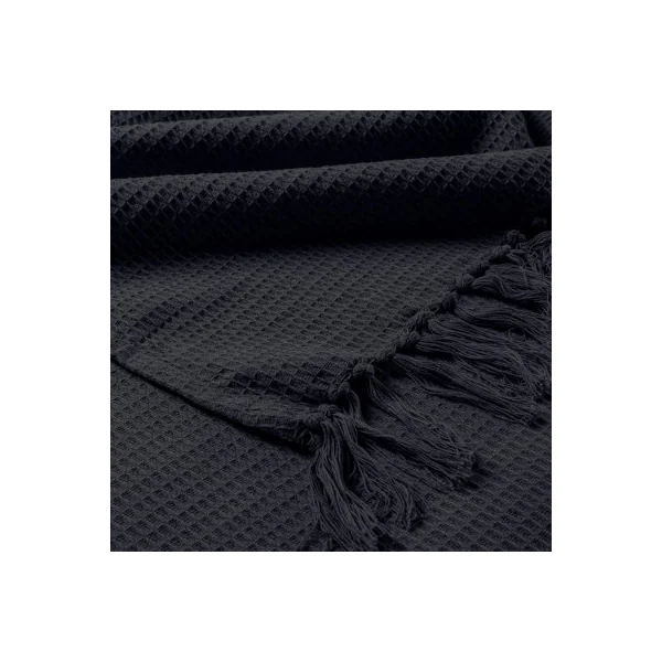 EHC Waffle Cotton Woven Super Giant Sofa Throw, Up to 4 Seater Sofa/ Super King Size Bed 250 x 380 cm, Dark Grey