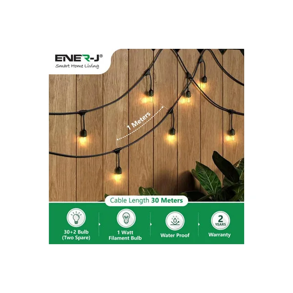 Ener-J Spare LED Filament Bulbs for T471 String Light Kit 1W S14 Clear Pack of 5