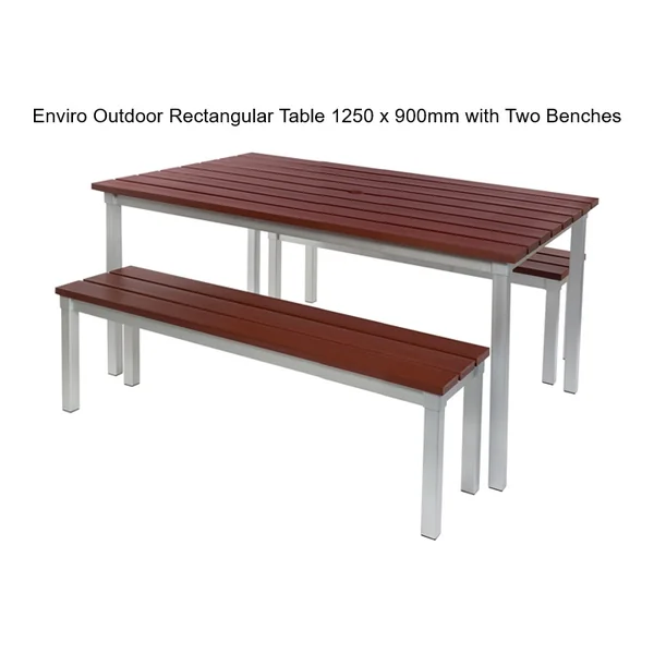 Enviro Outdoor Rectangular Table with Two Benches