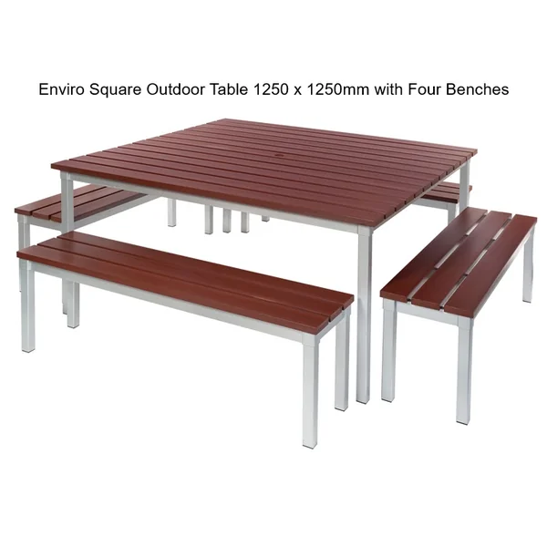 Enviro Outdoor Square Table with Four Benches
