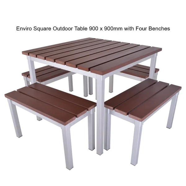 Enviro Outdoor Square Table with Four Benches