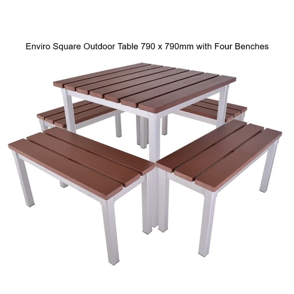 Enviro Outdoor Square Table with Four Benches